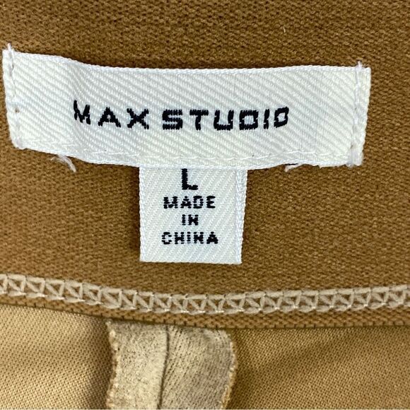 Max Studio Faux Suede Microfiber Pull On Ankle Pants Tan Large - Picture 6 of 9